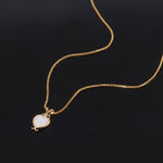 Blue White Fire Opal Heart Gold NecklaceNecklace