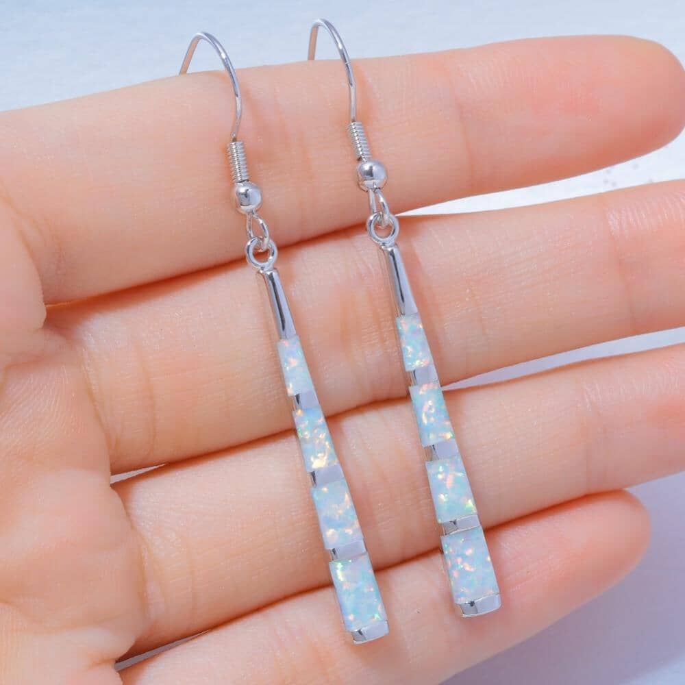 Synthesis Fire Opal Dangle EarringsEarrings