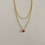 European Simple Red Heart Ruby Pendant NecklaceNecklace