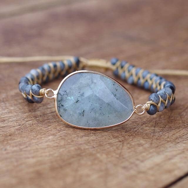 Natural Labradorite Handmade String Braided Charm BraceletBracelet