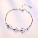 Simple Lucky Leaves Amethyst Bracelet - 925 Sterling SilverBracelet