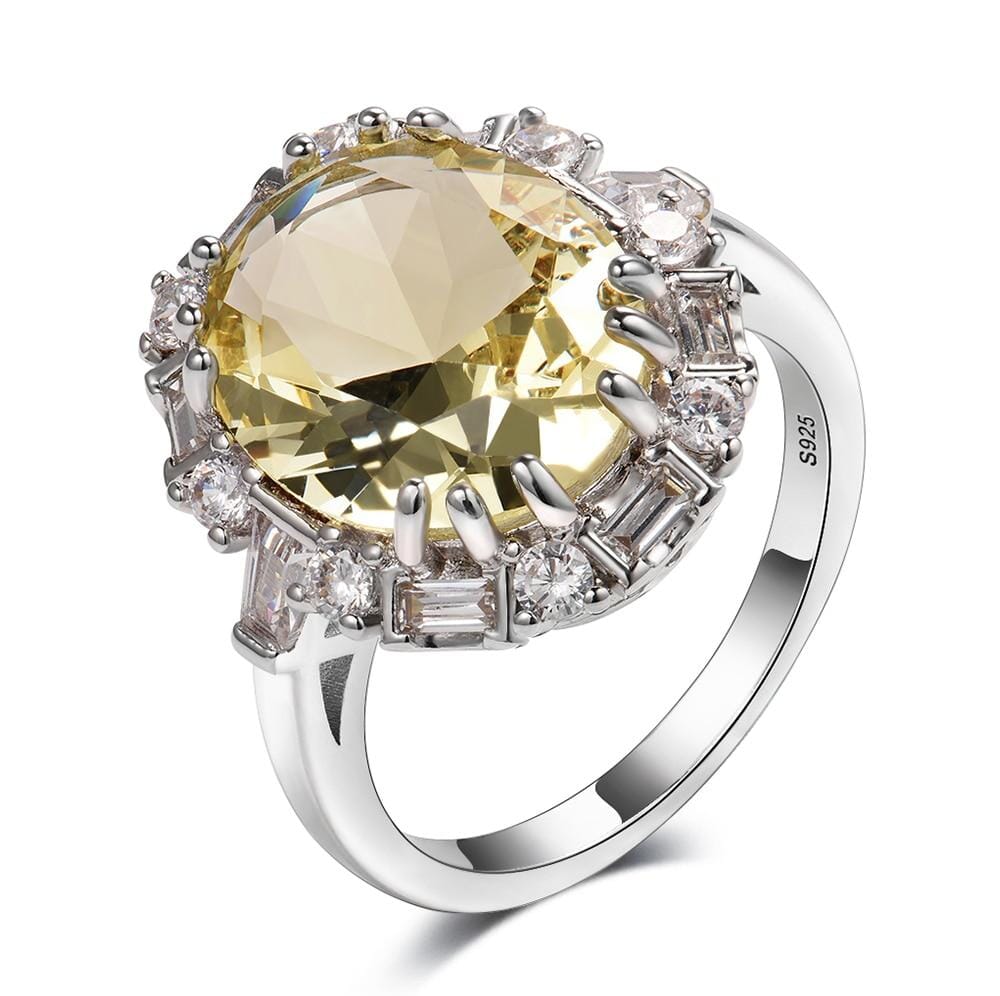 Sparkling Citrine Zircon Ring - 925 Sterling SilverRing6