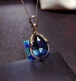 Teardrop Sapphire Crystal Pendant NecklaceNecklace