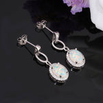 Boho White Fire Opal Long EarringsEarrings