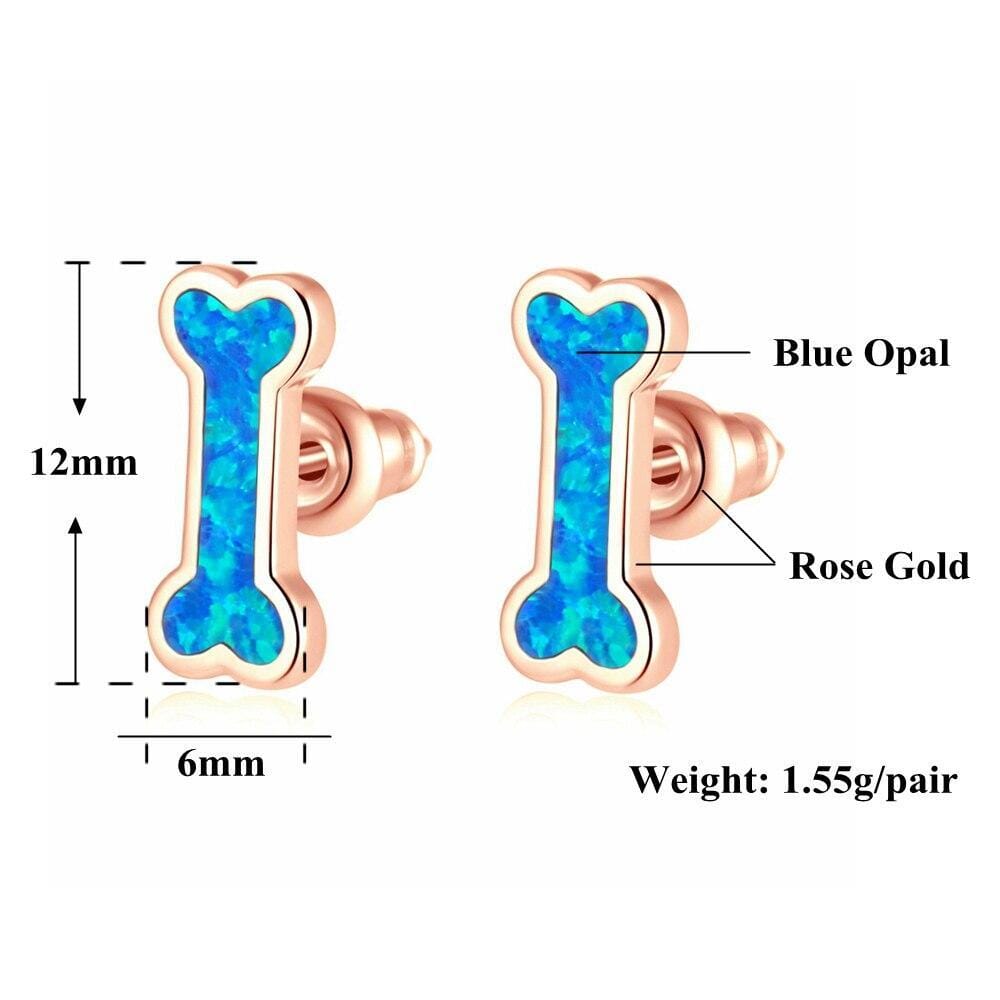 Blue and White Fire Opal Push-Back Stud EarringsEarrings