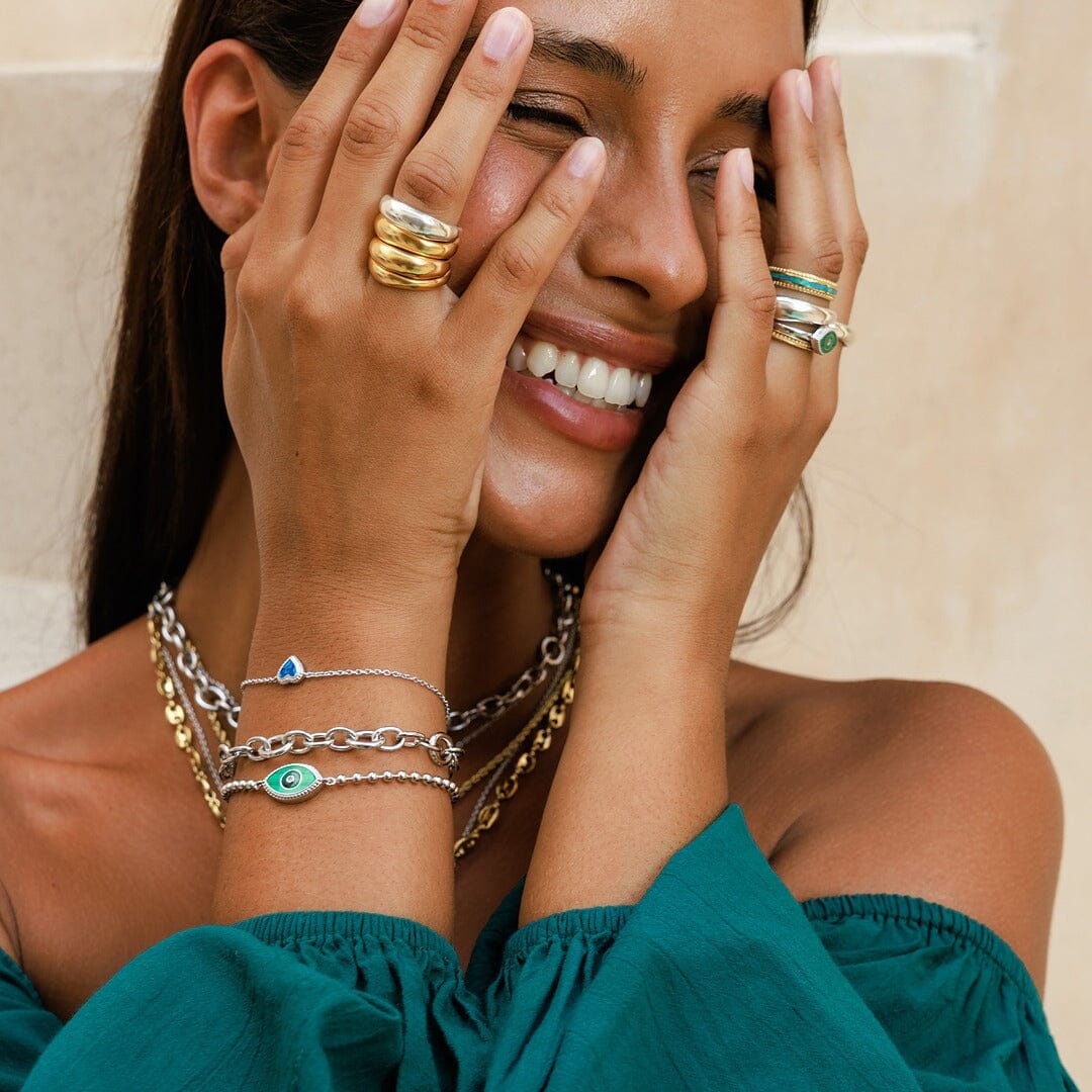 Clear Ambitions Malachite Evil Eye RingRings - Womens