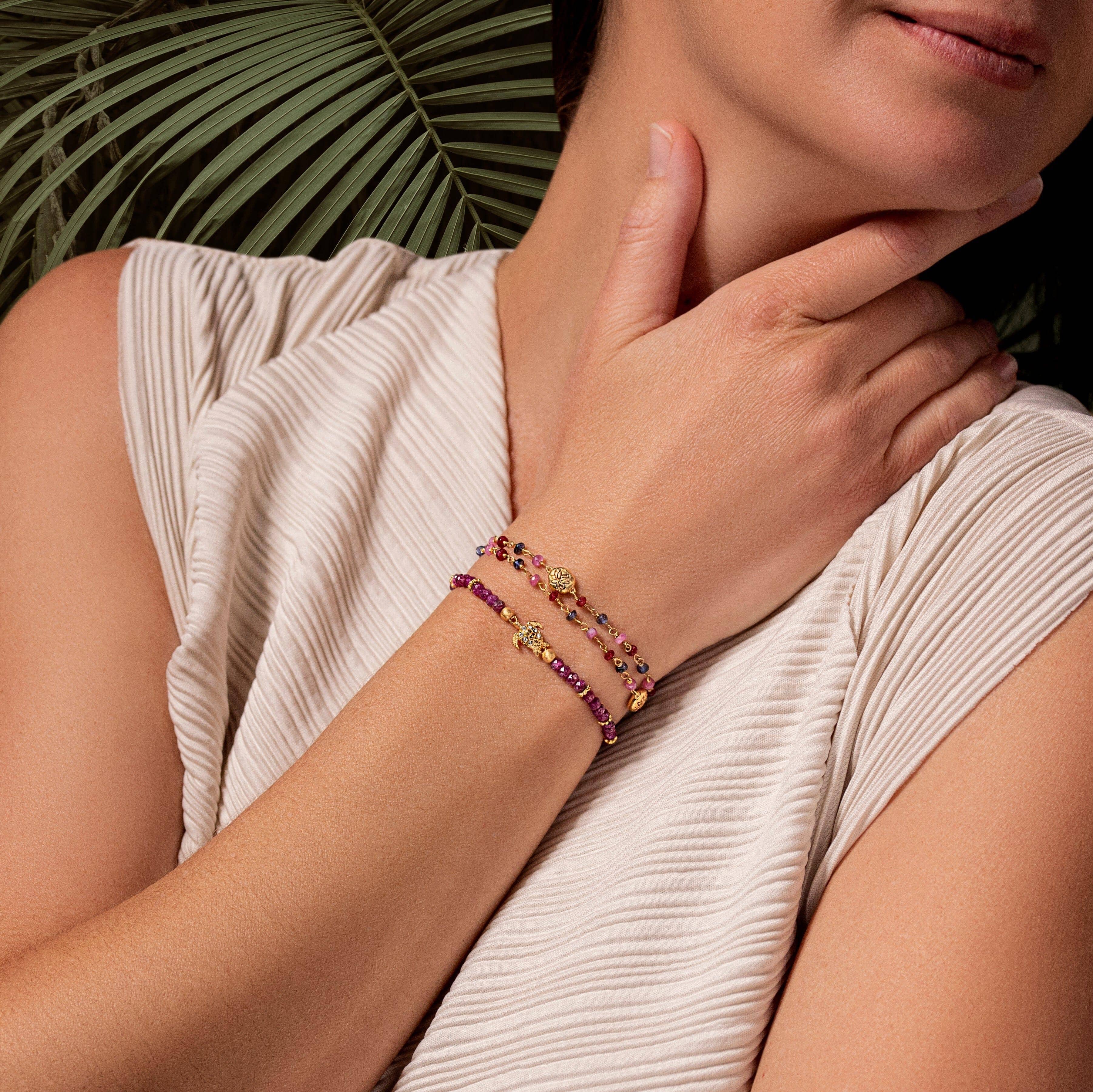 Spiritual Wisdom - Ruby Turtle Charm BraceletBracelets - Womens