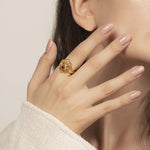 Abundant Bloom - Gold Plated Lotus Tourmaline RingRings - Womens