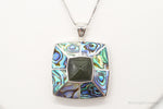 Vintage Paua Abalone Shell Green Stone Sterling Silver NecklaceJewelry > Necklaces > Pendants