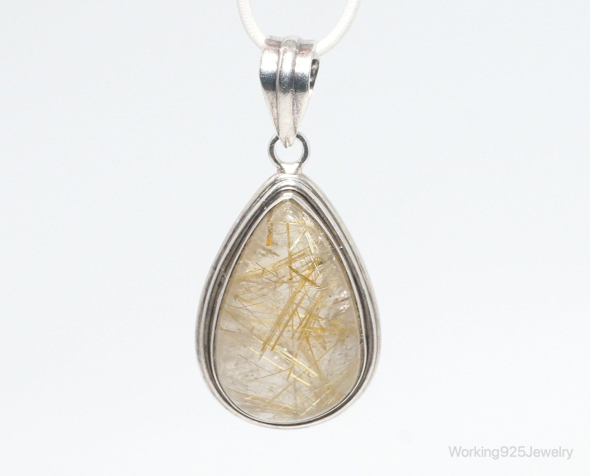 Vintage Rutilated Quartz Sterling Silver Southwestern Necklace PendantJewelry > Necklaces > Pendants