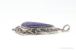 Vintage Purple Charoite Sterling Silver Floral Scroll Statement Necklace PendantJewelry > Necklaces > Pendants