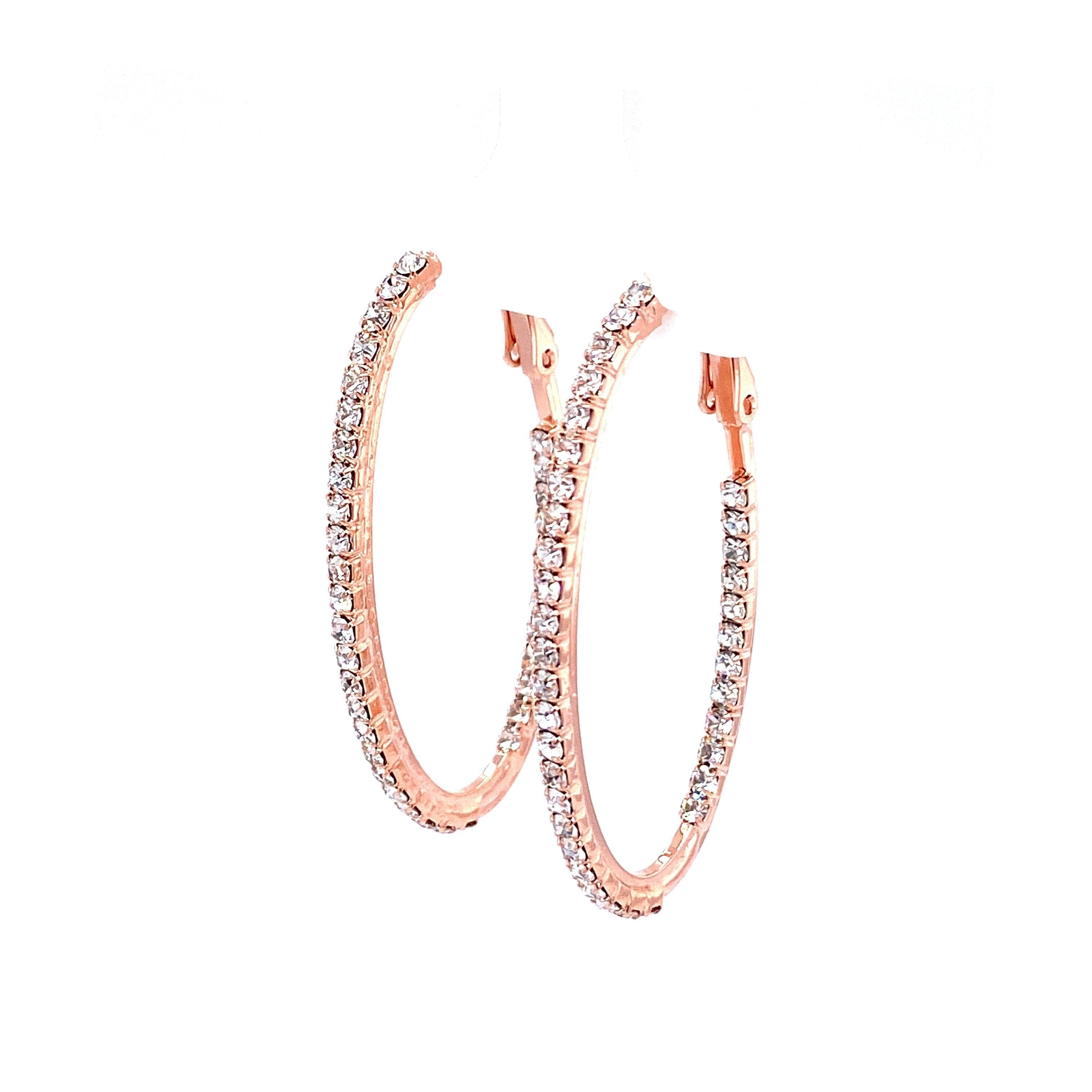 Crystal Oval Hoops CollectionEarringsMediumRose