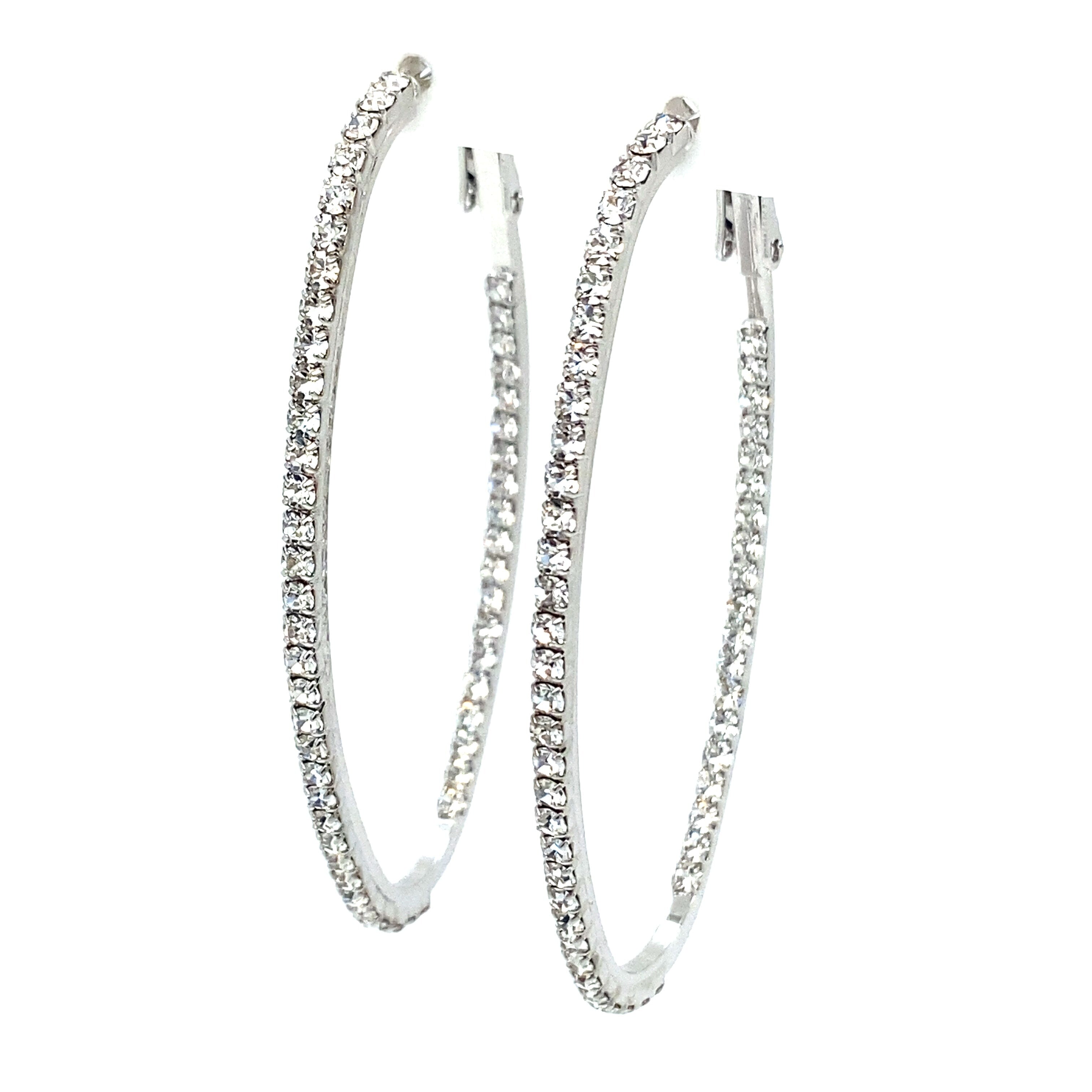 Crystal Oval Hoops CollectionEarringsLargeSilver