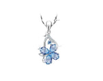 Clover Aquamarine Pendant Silver NecklaceNecklace
