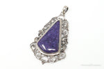 Vintage Purple Charoite Sterling Silver Floral Scroll Statement Necklace PendantJewelry > Necklaces > Pendants