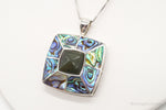 Vintage Paua Abalone Shell Green Stone Sterling Silver NecklaceJewelry > Necklaces > Pendants