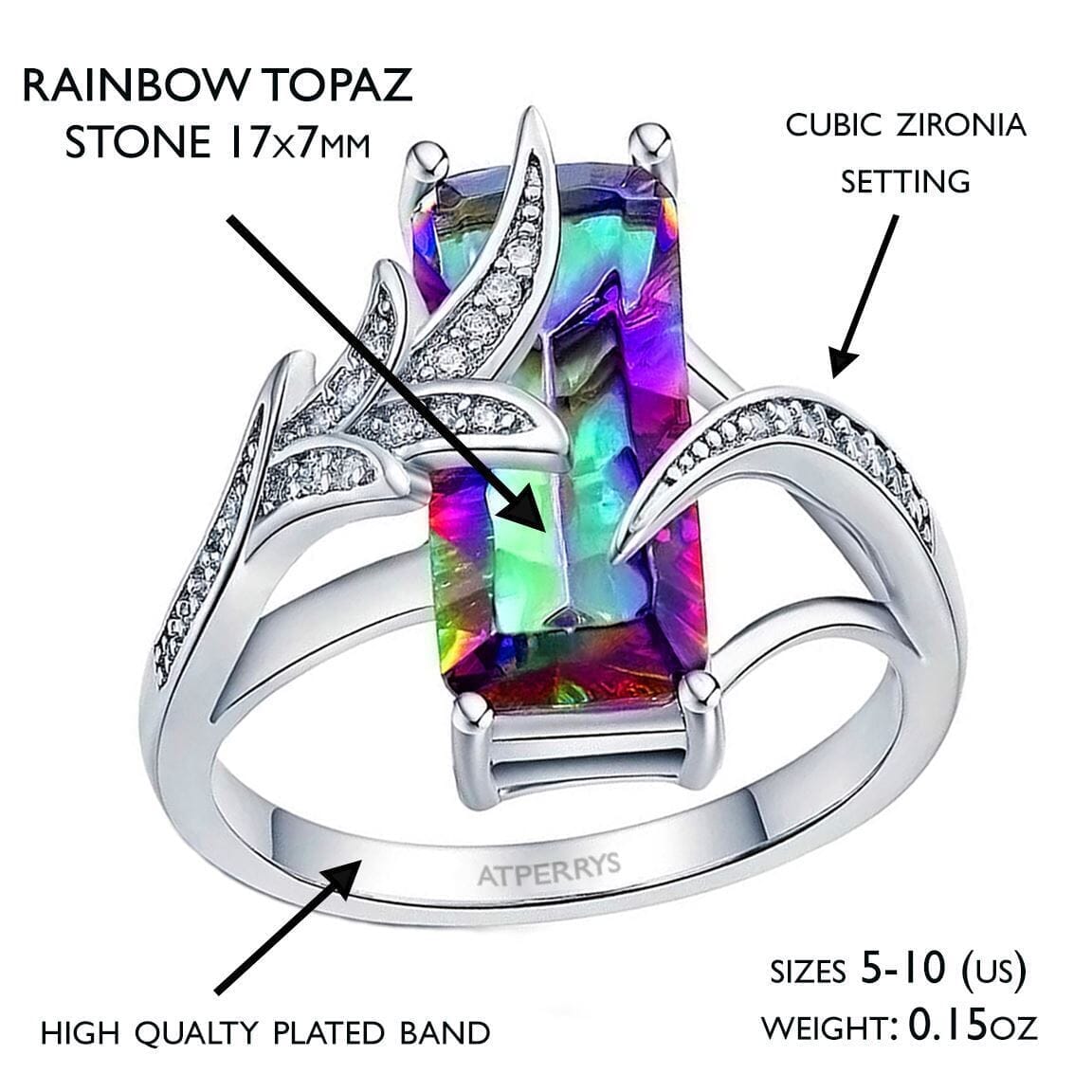 Luxurious Mystic Topaz Ring | 925 Sterling SilverRing