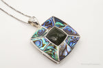 Vintage Paua Abalone Shell Green Stone Sterling Silver NecklaceJewelry > Necklaces > Pendants