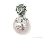 Vintage Rose Quartz Abalone Shell Bali Cat Sterling Silver Necklace PendantJewelry > Necklaces > Pendants