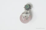 Vintage Rose Quartz Abalone Shell Bali Cat Sterling Silver Necklace PendantJewelry > Necklaces > Pendants