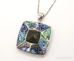 Vintage Paua Abalone Shell Green Stone Sterling Silver NecklaceJewelry > Necklaces > Pendants