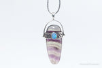 Vintage Purple & Green Fluorite Blue Opal Sterling Silver PendantJewelry > Necklaces > Pendants