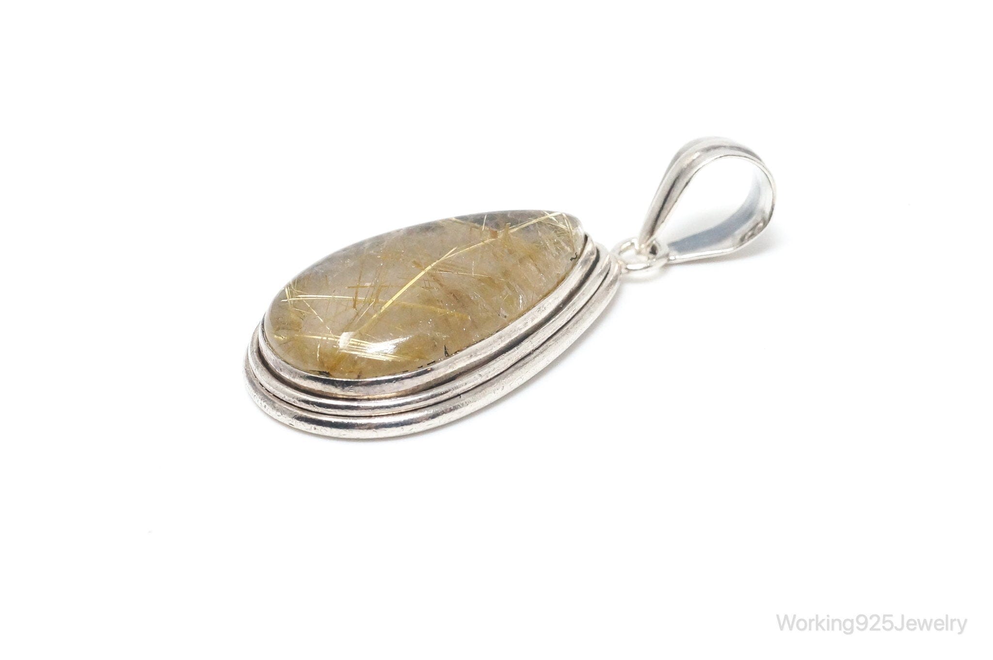 Vintage Rutilated Quartz Sterling Silver Southwestern Necklace PendantJewelry > Necklaces > Pendants