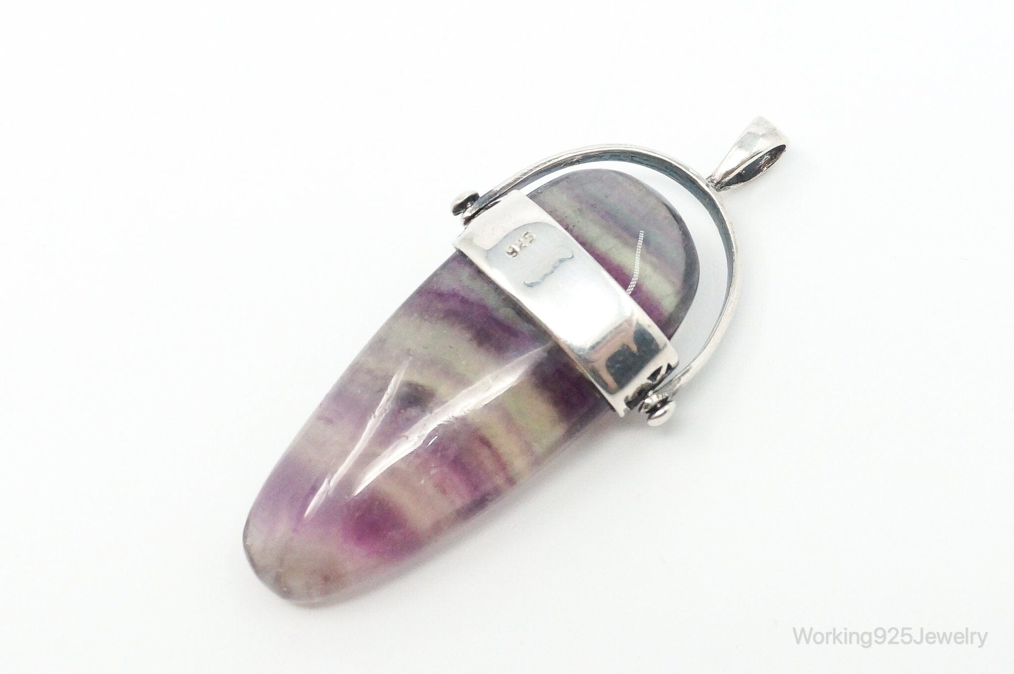 Vintage Purple & Green Fluorite Blue Opal Sterling Silver PendantJewelry > Necklaces > Pendants