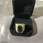 18K Gold Plated Square Sapphire 925 Sterling Silver RingRing