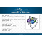 JewelryPalace Flower Natural Amethyst Blue Topaz Peridot Chrome Diopside Open Adjustable Cocktail Ring 925 Sterling Silver Women0