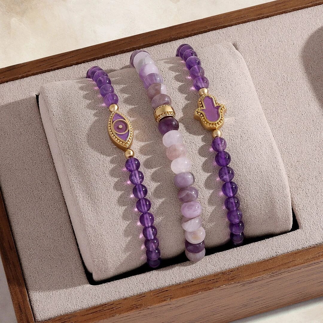 Calm Spirit Amethyst & CZ Gold BraceletBracelets - Womens