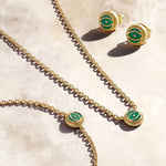 Verdant Guardian - Emerald Agate May Birthstone Evil Eye Gold BraceletBracelets - Womens