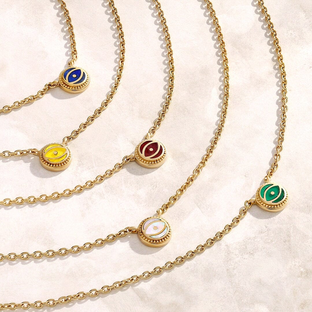 Luminous Sentinel - White Quartz April Birthstone Evil Eye Gold NecklaceNecklaces - Womens