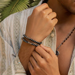 Spiritual Fortress - Hematite Evil Eye Charm BraceletBracelets - Mens