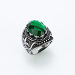 Emerald Zircon Gothic Crown RingRingSilver7