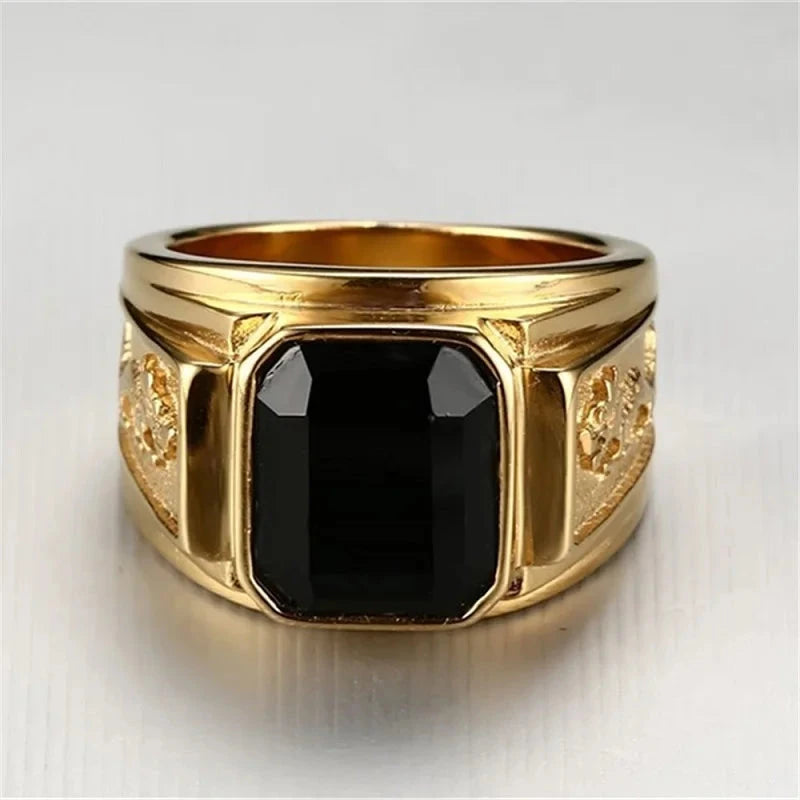Vintage Inlay Zircon Ring – Men's Fashion