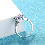 Oval Shape Amethyst Zircon Gemstone Finger Ring