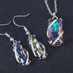 Rectangular Stone Ring/Necklace Set Novel Design8E428 XL031