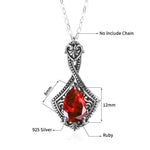 Ruby Goth Heart 925 Sterling Silver Pendant (No Chain)Pendant