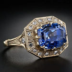 Pure 3 Carat Sapphire Jewelry Gemstone 14K Gold Ring for Women