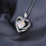 Heart Love 2.4ct Created Opal 925 Sterling Silver Pendant Necklace for Women (Pendant Only)