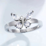 925 Sterling Silver Cubic Zirconia Butterfly Rings For Women