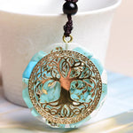 Turquoise Stones life Tree Resin Jewelry Healing Sacred Chakra Necklace Meditation