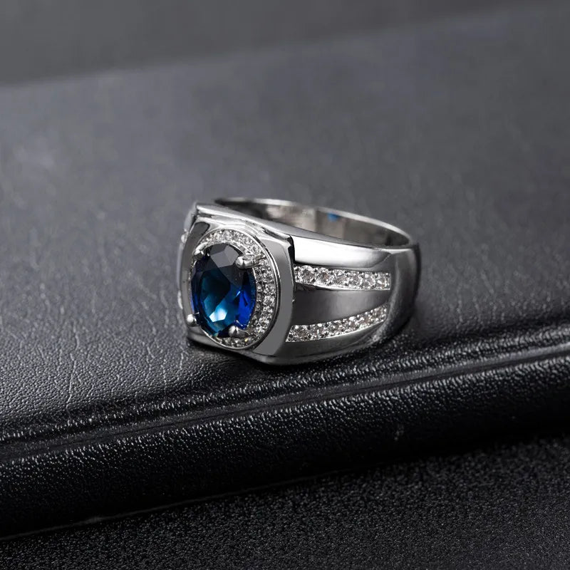 Oval Shaped Sapphire Silver RingRing