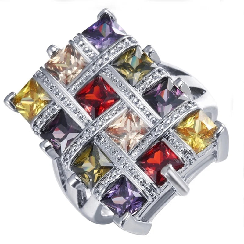 Fashion Multicolor Rhinestones Zircon Ring For Women