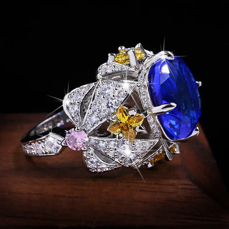 Luxury Fashion Flower Colorful Fox Sapphire Ring