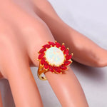 White Fire Opal Garnet Yellow Gold Color