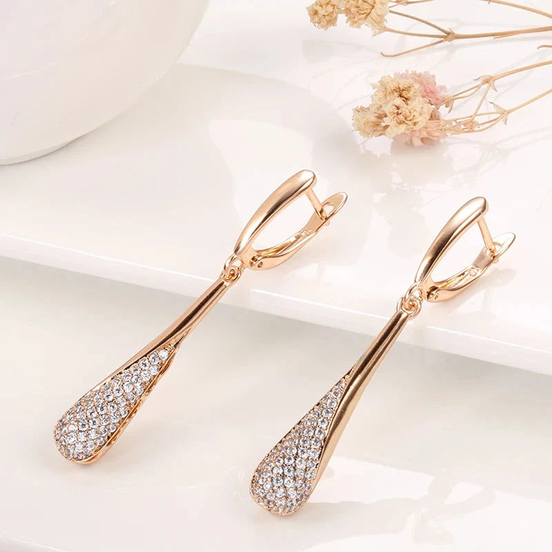Rose Gold Twinkle Tassel Drop Earrings for Women