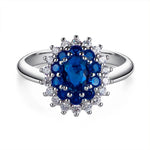 Sapphire Flower Adjustable Silver RingRing