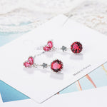 Ruby and Sapphire Heart Shape Gemstones Dangle Drop EarringsEarrings
